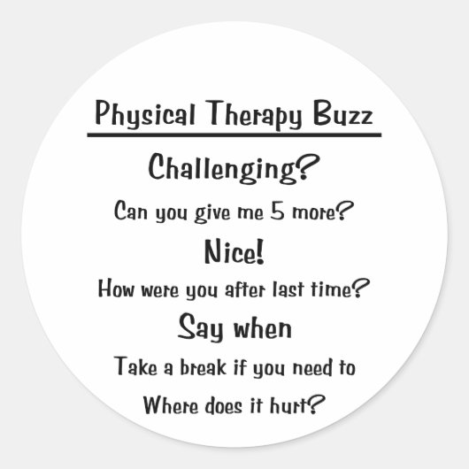 Buzz-Sticker voor fysiotherapie Ronde Sticker (Voorkant)