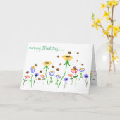 BuzzAboutBees Happy Birthday Bijentuin Groeten Kaart (Gele Bloem)