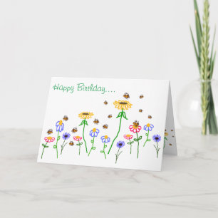 BuzzAboutBees Happy Birthday Bijentuin Groeten Kaart