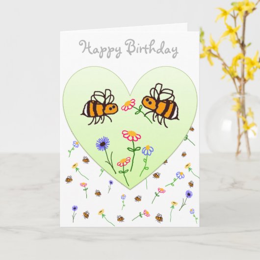 BuzzAboutBees kletje bij een gelukkige baard Kaart (Gele Bloem)