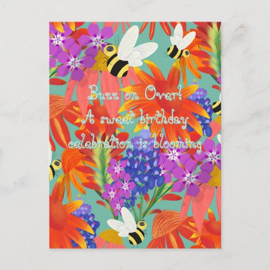 BuzzAmongBlooms_Bewerkbare Kinderen Briefkaart (Voorkant)