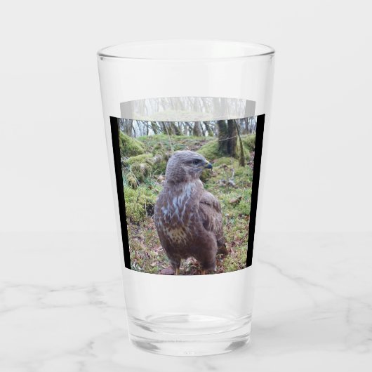 Buzzard Kijkt naar rechts Glas (Achterkant)