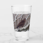 Buzzard op Snowy Branch Glas (Achterkant)