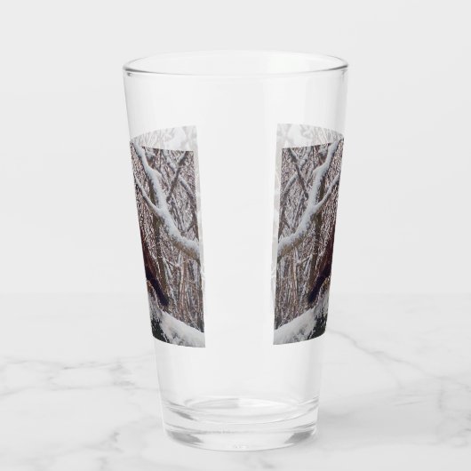 Buzzard op Snowy Branch Glas (Links)