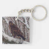 Buzzard op Snowy Branch Sleutelhanger (Achterkant)