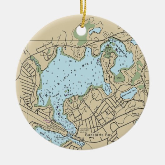 Buzzards Bay MA-grafiek Keramisch Ornament (Voorkant)