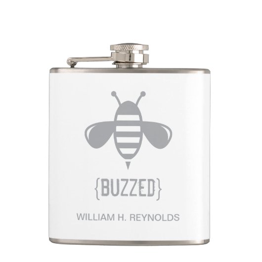 {BUZZED} Bridal Party Buzzed Bee Gift (grijs) Heupfles (Voorkant)