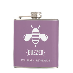 {BUZZED} Bruidsfeest Gezoemde Bijen Gift (paarse) Heupfles
