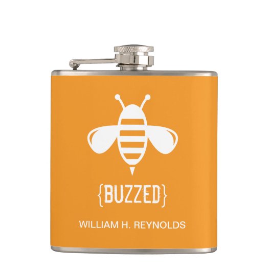 {BUZZED} Bruidsfeest Gezoemde Bijen Gift (sinaasap Heupfles (Voorkant)