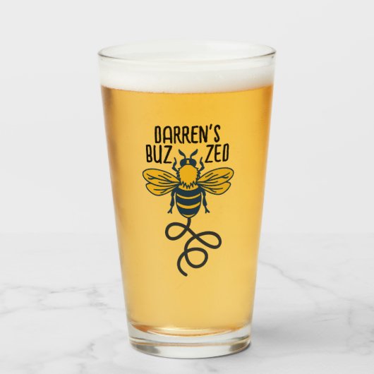 "Buzzed" met Bee Custimizable Beer Glas (Voorkant gevuld)