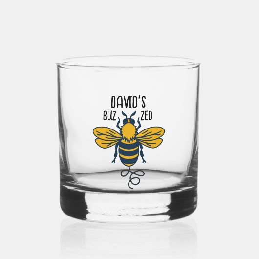 "Buzzed" met Bee Custimizable Whiskey Glass Whisky Glas (Voorkant)
