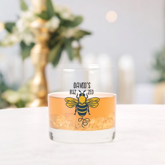 "Buzzed" met Bee Custimizable Whiskey Glass Whisky Glas (Insitu (Huwelijk))