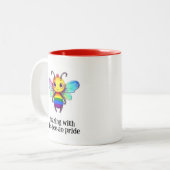 Buzzen met Les-bee-an trots LGBT Tweekleurige Koffiemok (Voorkant links)