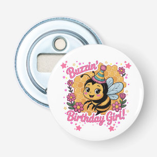 Buzzin' Verjaardag Meisje Bijen Thema Schattigee B Button Flesopener