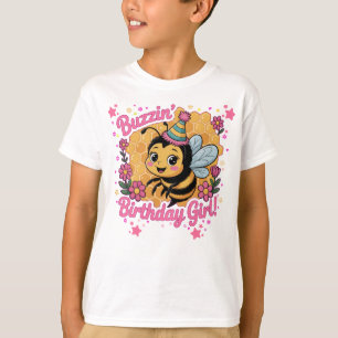 Buzzin' Verjaardag Meisje Bijen Thema Schattigee B T-shirt