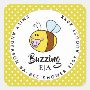 Buzzing Ba-BEE Baby shower Cute Bedankt voor je ko Vierkante Sticker