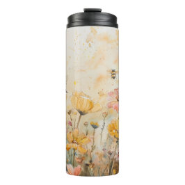 Buzzing Bee Blossoms Geïsoleerde Tumbler Thermosbeker