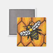 Buzzing Bee op Honingraat Magnet (Voorkant / Achterkant)