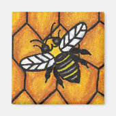 Buzzing Bee op Honingraat Magnet (Voorkant)