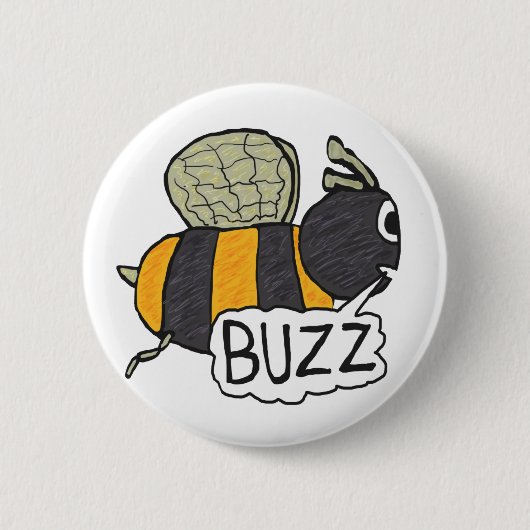 Buzzing Bee Ronde Button 5,7 Cm (Voorkant)