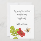 Buzzing Bee With Joy on Your Birthday Card Feestdagenkaart (Achterkant)