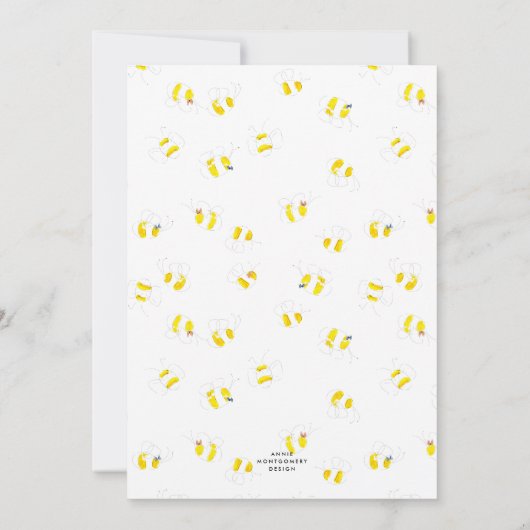 Buzzing BeeYellow Waterverf Honeycomb Baby shower Kaart (Achterkant)