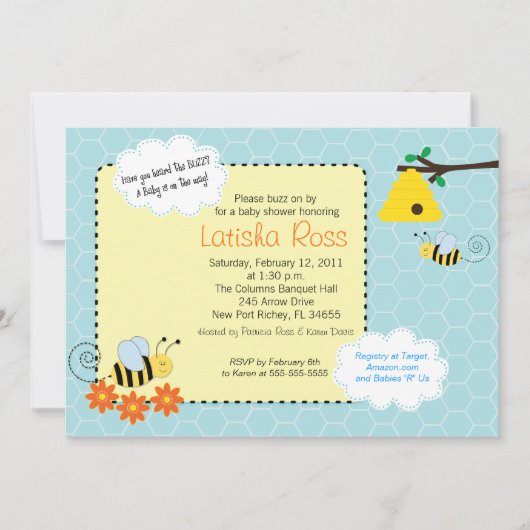 Buzzing Bijen Baby shower 5x7 Uitnodiging (Voorkant)