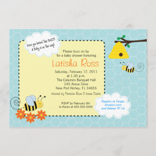 Buzzing Bijen Baby shower 5x7 Uitnodiging