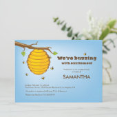 Buzzing Bijenhiv-Baby shower Uitnodiging Kaart (Staand voorkant)