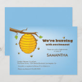 Buzzing Bijenhiv-Baby shower Uitnodiging Kaart (Voorkant / Achterkant)