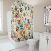 Buzzing Blooms Douchegordijn (In situ)