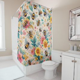 Buzzing Blooms Douchegordijn