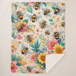 Buzzing Blooms Sherpa Deken