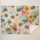 Buzzing Blooms Sherpa Deken (Voorkant (horizontaal))