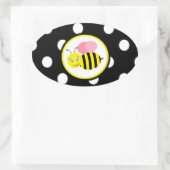 Buzzing Bumble Bee - Roze / Zwart Ovale Sticker (Tas)