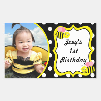 Buzzing Bumble Bee - Roze / Zwart Rechthoekige Sticker