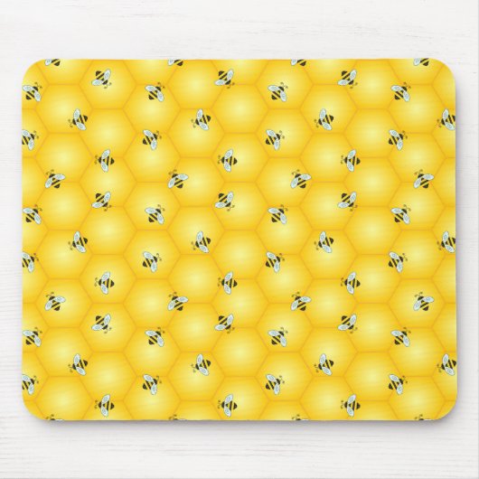 Buzzing Bumble Bees en Golden Honeycomb Pattern Muismat (Voorkant)