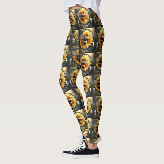 Buzzing Dreams: Sunflower Bee Dreamcatcher Leggings (Links)