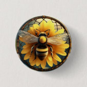Buzzing Dreams: Sunflower Bee Dreamcatcher Ronde Button 3,2 Cm (Voorkant)