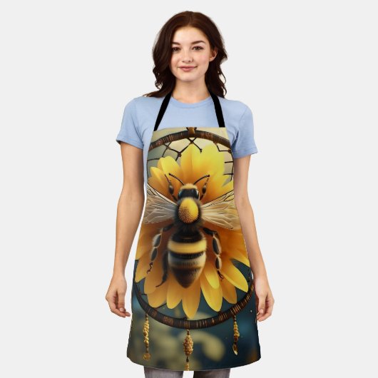 Buzzing Dreams: Sunflower Bee Dreamcatcher Schort (Gedragen)