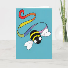 Buzzing Rainbow Bee Kaart (Blank Inside)