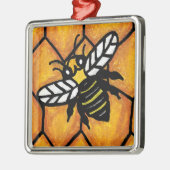 Buzzing Schattigee bijenhoningraat Metalen Ornament (Links)