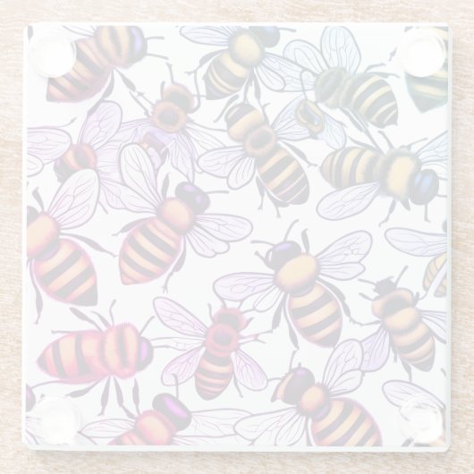 Buzzing with bees glazen onderzetter (Achterkant)