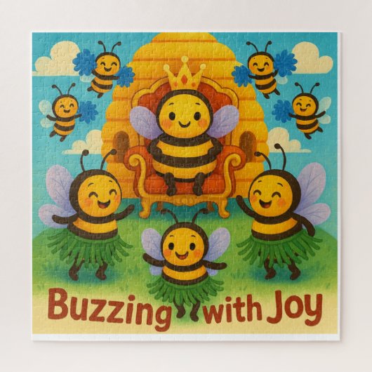 Buzzing with Joy – Schattigee bijenkoninkrijksvier Legpuzzel (Verticaal)