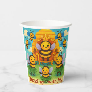 Buzzing with Joy – Schattigee bijenkoninkrijksvier Papieren Bekers