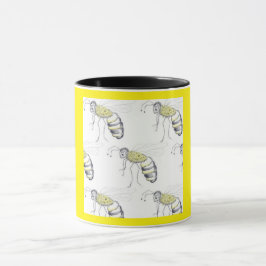 Buzzing with Style – Bee Illustration Ceramic Mug Mok