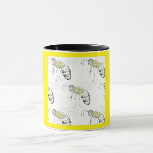 Buzzing with Style – Bee Illustration Ceramic Mug Mok (Midden)