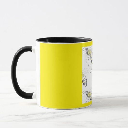 Buzzing with Style – Bee Illustration Ceramic Mug Mok (Links)