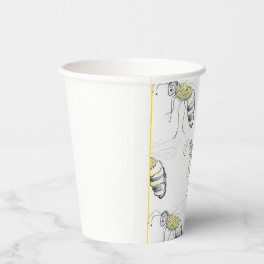 Buzzing with Style – Bee Illustration cups Papieren Bekers (Rechts)