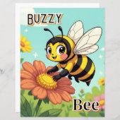 Buzzy Bee | Cute Cartoon Kid's Nursery Art (Voorkant / Achterkant)